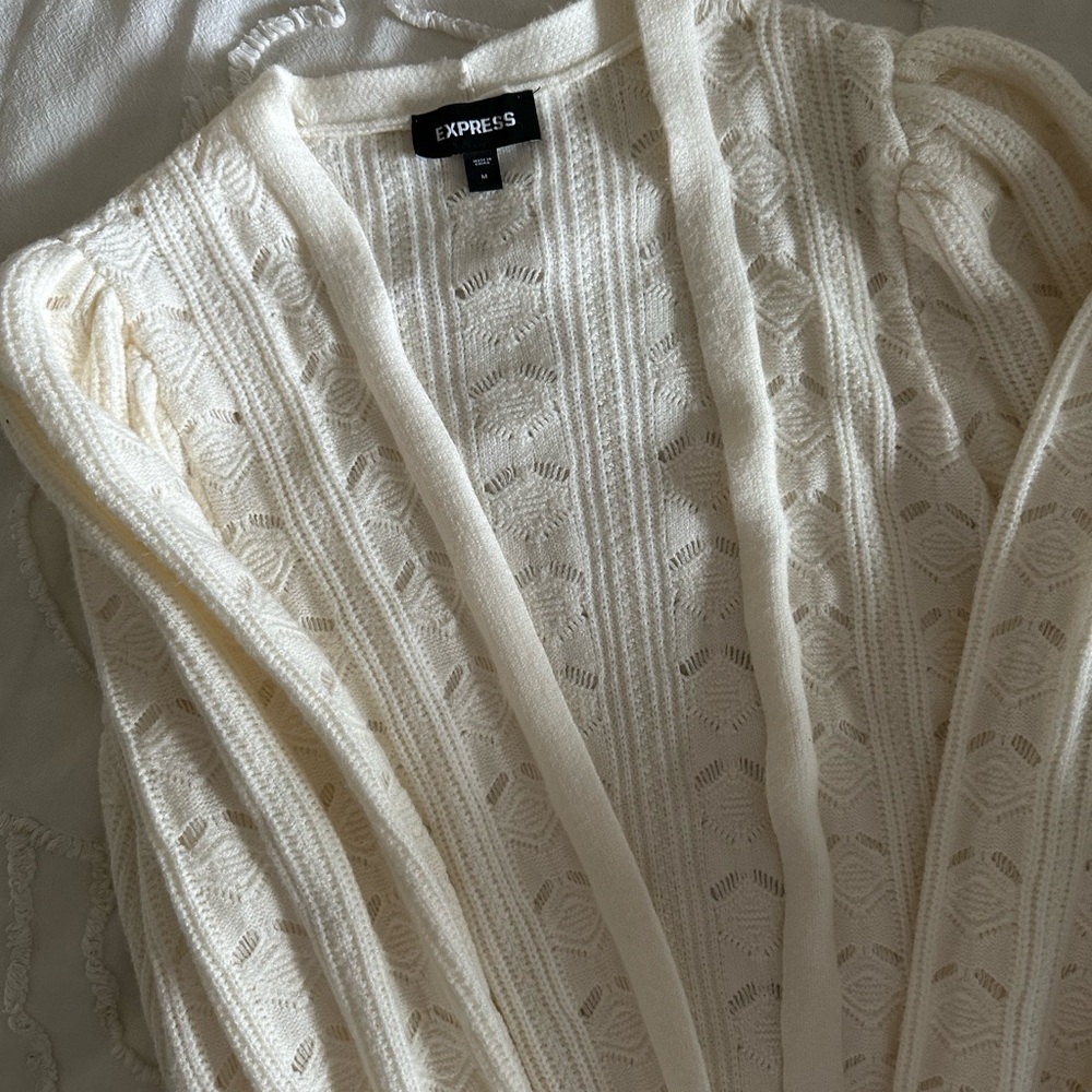 Express Women's Cream Knit Cardigan Sweater